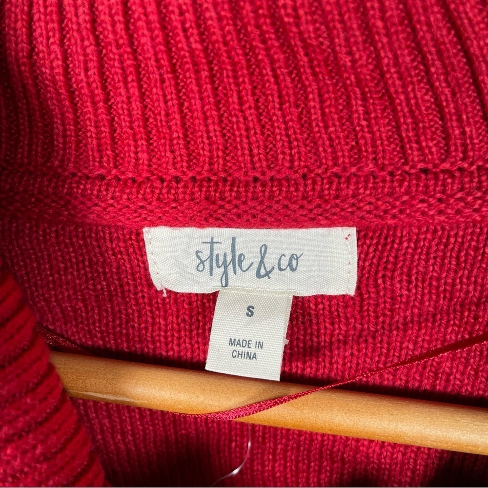 Style & Co. Vibrant Red Knit Sweater Pullover Size S loose fit - Picture 3 of 6